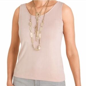Chico’s Travelers Shimmer Tank Rose Petal Size XL